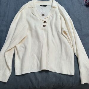 Cream Button-Up Women's Sweater